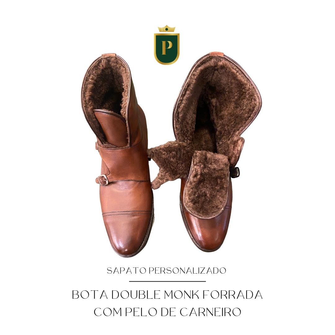 PERSONALIZAÇÃO BOTA DOUBLE MONK FORRADA COM PELO DE CARNEIRO