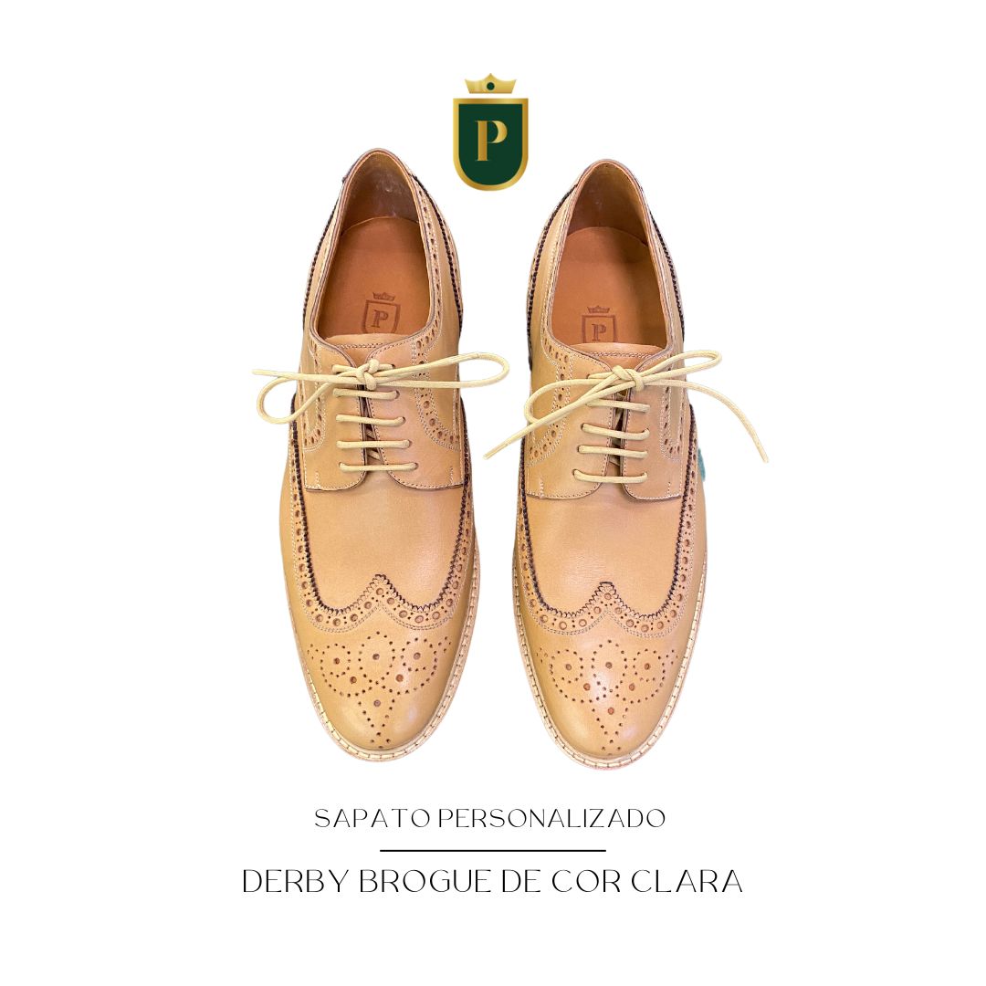 SAPATO PERSONALIZADO DERBY BROGUE WELLINGTON COR CLARA