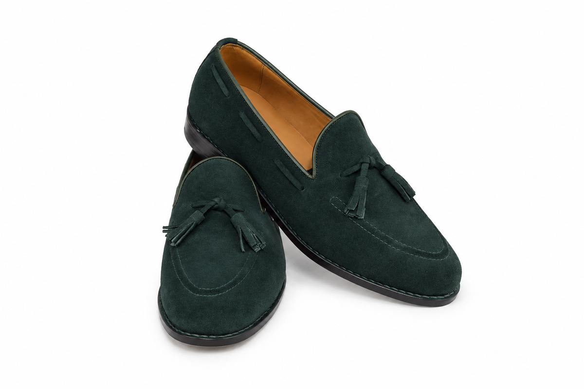 Tassel Loafer Windsor em camurça suede - cor Verde