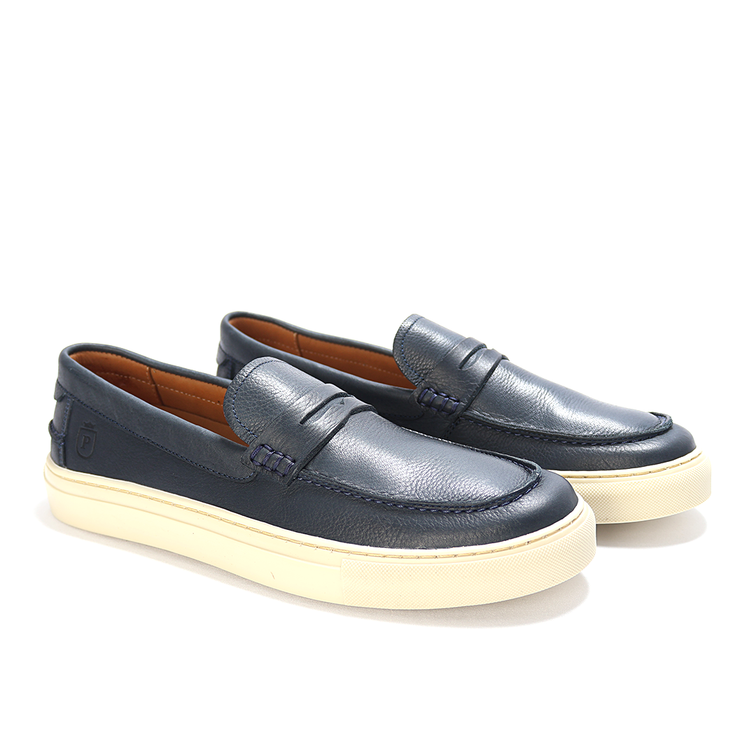 Slip-On Mobi - Couro Floater Macio cor Azul Marinho