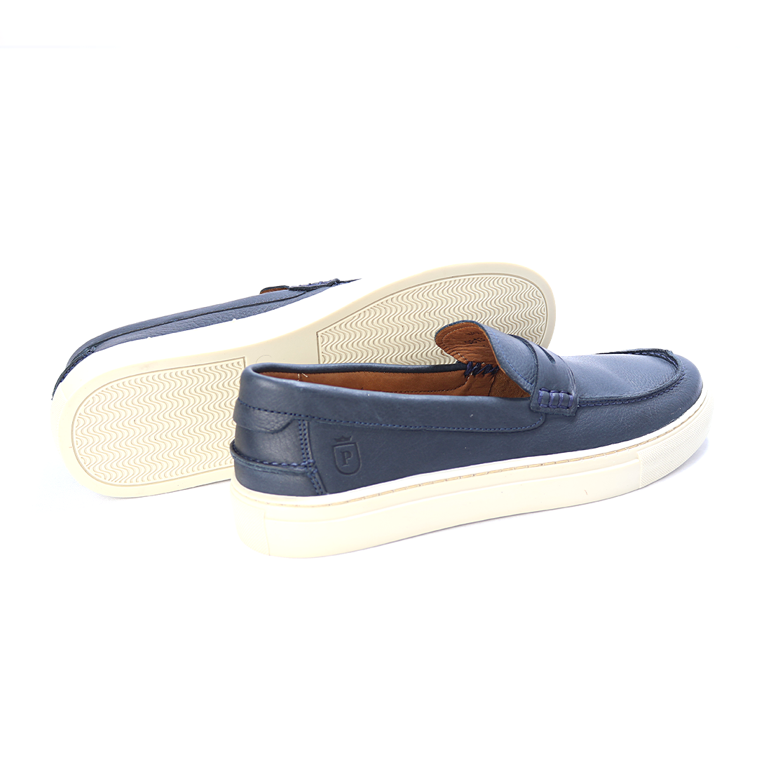 Slip-On Mobi - Couro Floater Macio cor Azul Marinho