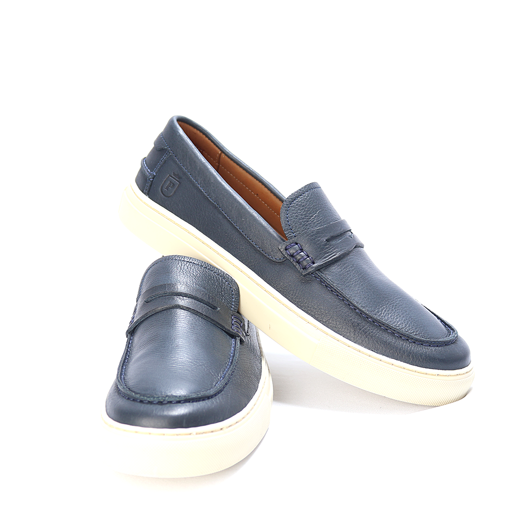 Slip-On Mobi - Couro Floater Macio cor Azul Marinho