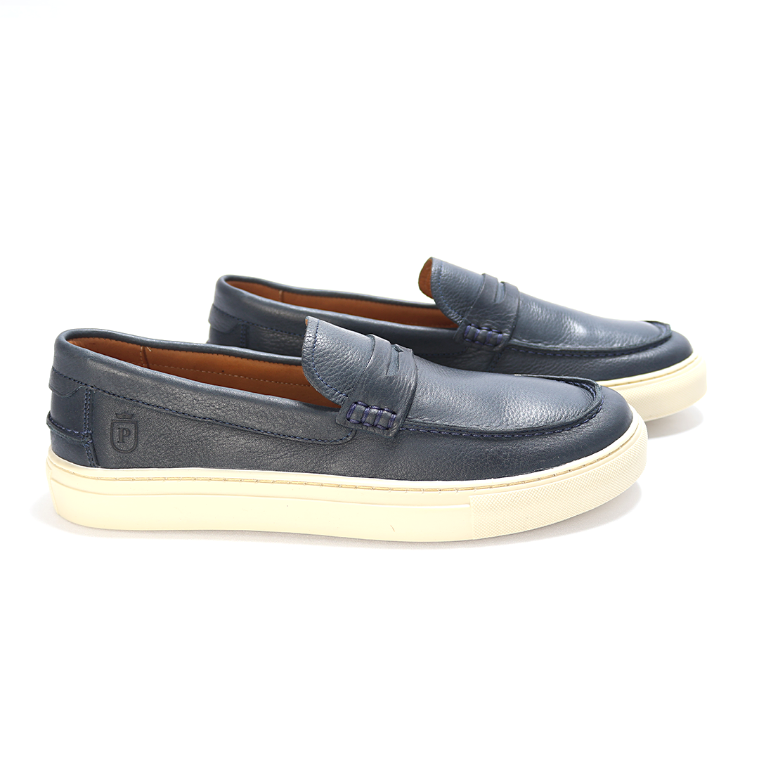 Slip-On Mobi - Couro Floater Macio cor Azul Marinho