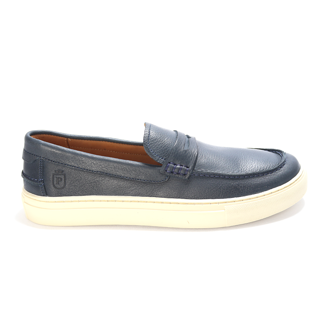 Slip-On Mobi - Couro Floater Macio cor Azul Marinho