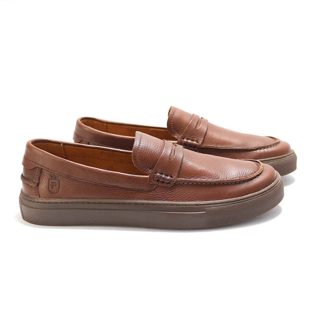 ÚLTIMO PAR 38 Slip-On Mobi - Couro Floater macio cor pinhão