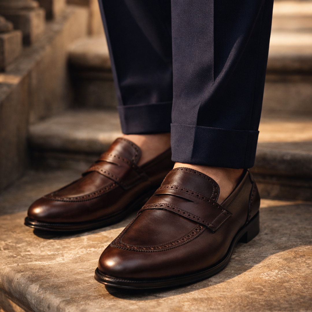 Loafer estilo inglês Christopher cor artesanal vinho