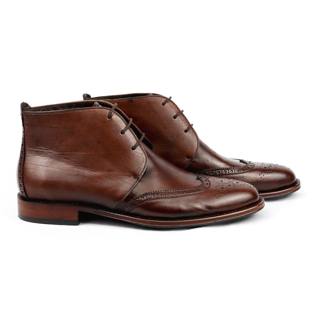 Bota Chukka Brogue Albert - cor artesanal Mogno