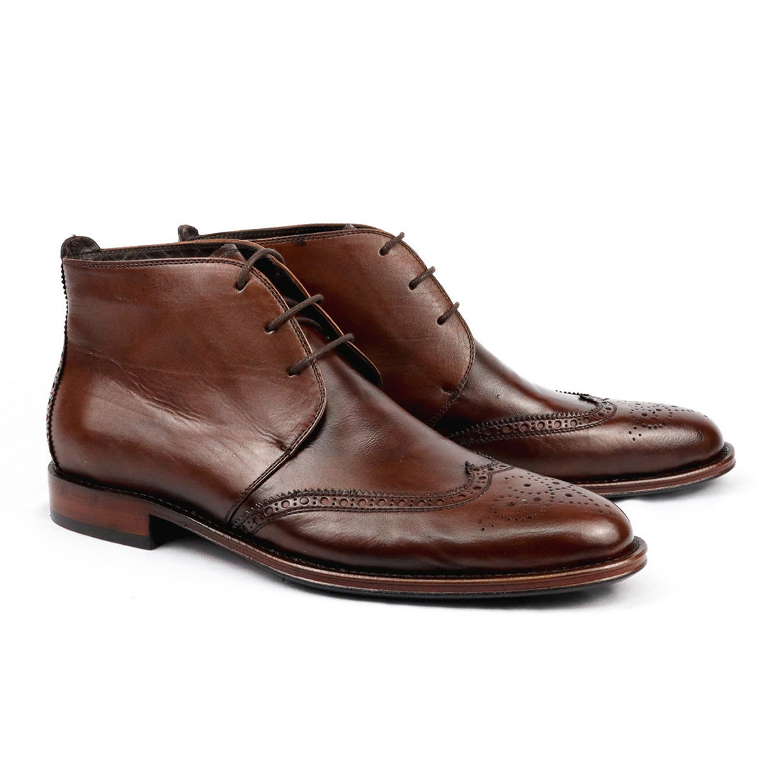 Bota Chukka Brogue Albert - cor artesanal Mogno