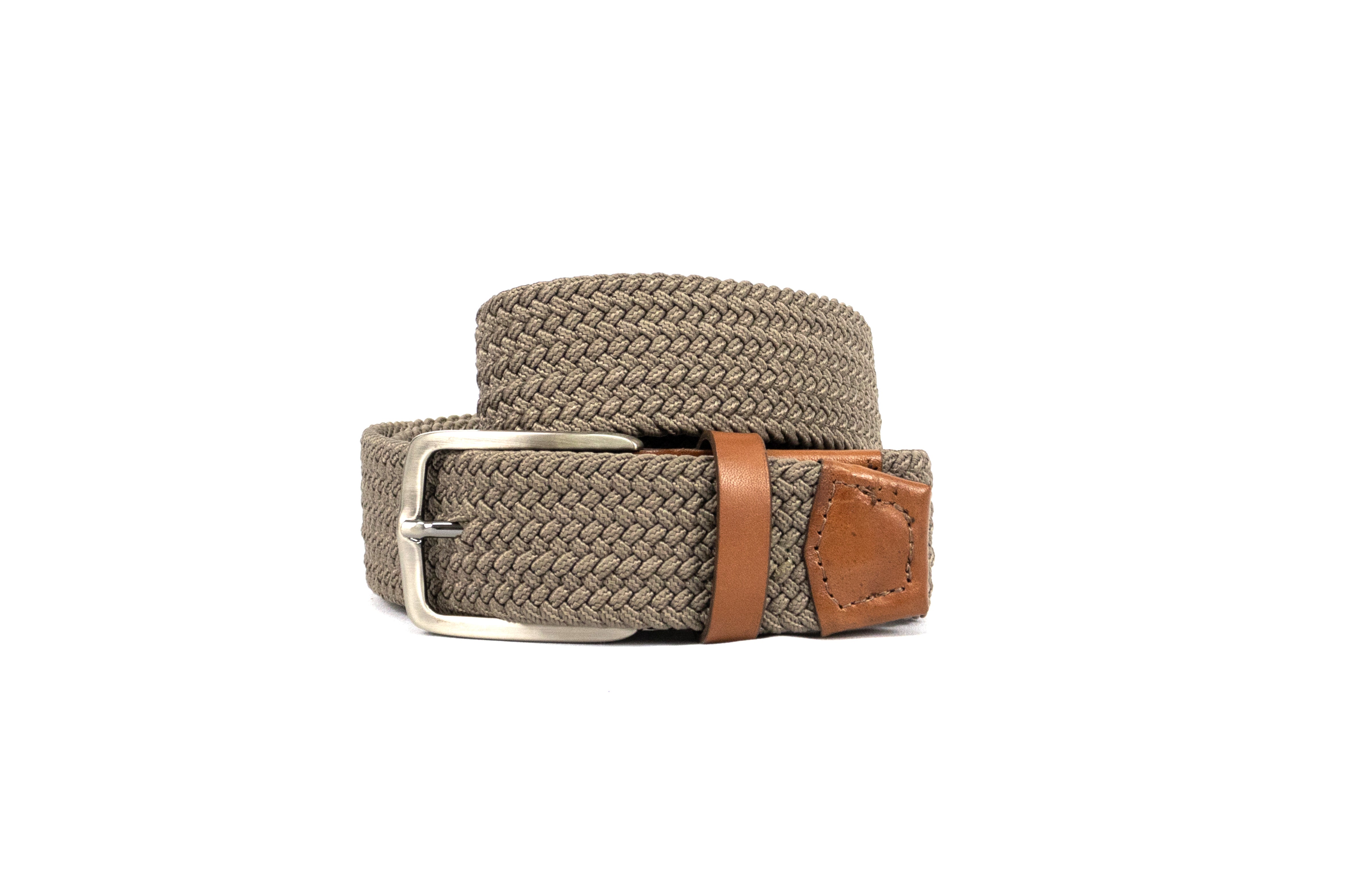 Turim Sports Belt - Braided with Italian Elastic, Khaki color