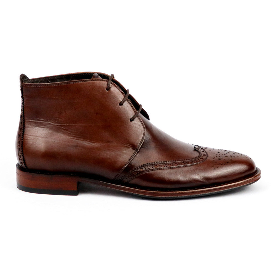 Bota Chukka Brogue Albert - cor artesanal Mogno