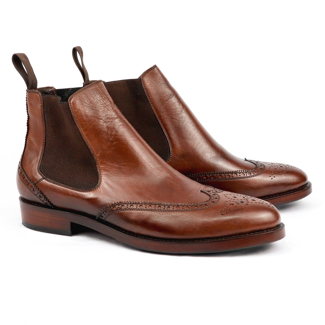 Botina Chelsea Brogue Wingtip John solado duplo