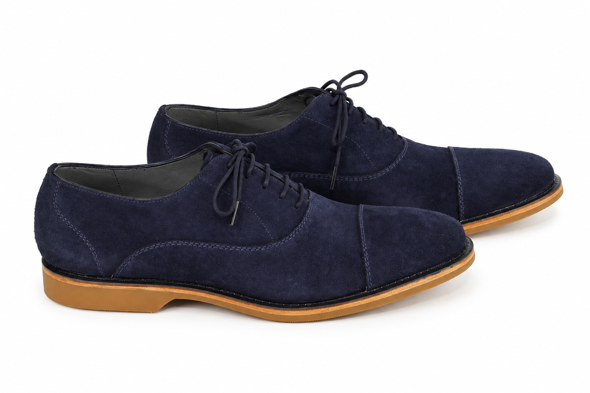 Oxford Cap Toe Casual Summer Camurça Suede - cor Azul Índigo