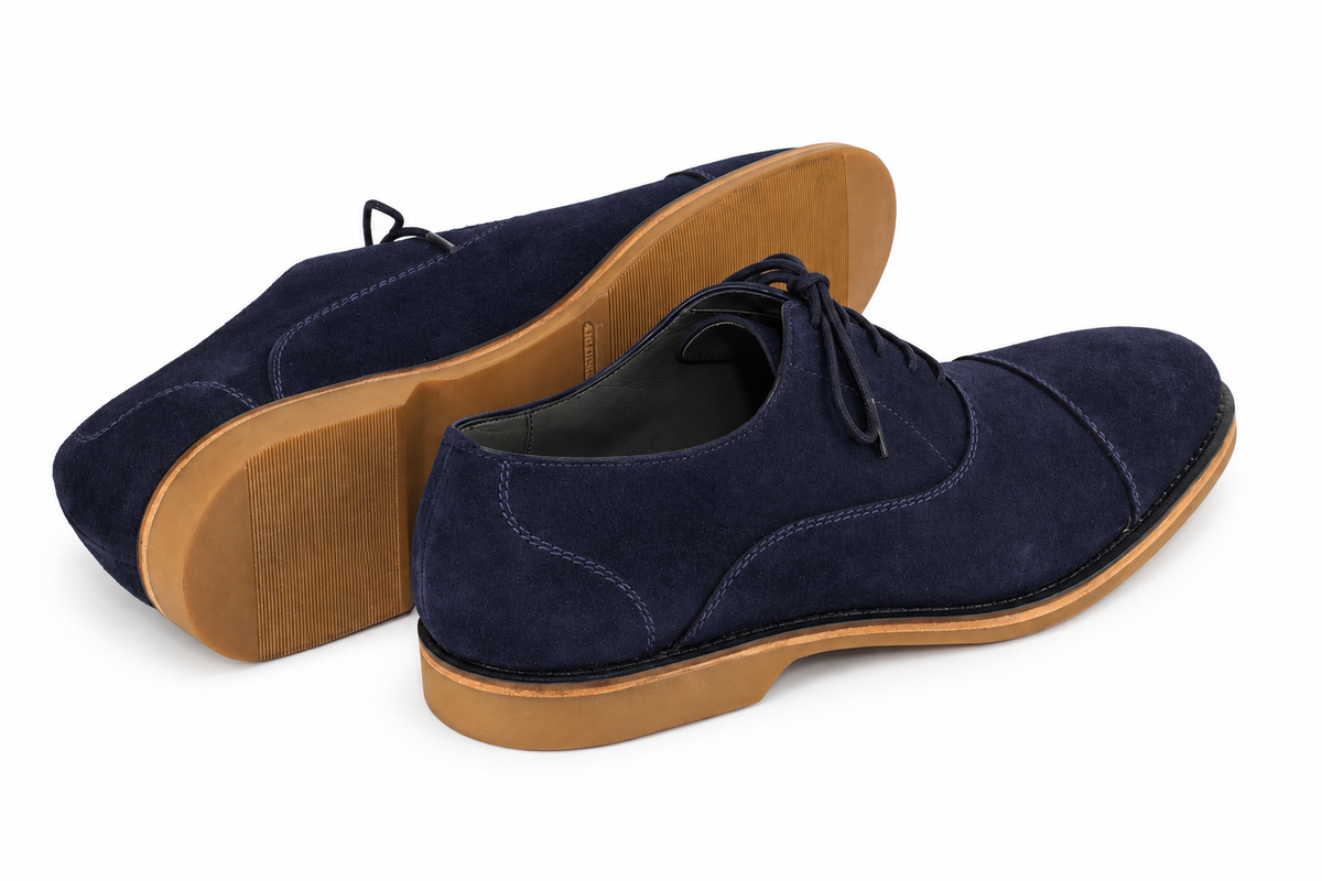Oxford Cap Toe Casual Summer Camurça Suede - cor Azul Índigo