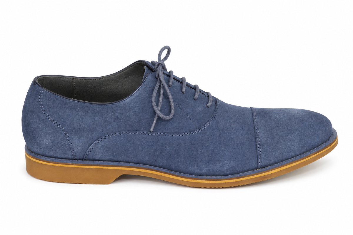 Oxford Cap Toe Summer Casual em Camurça - cor Azul Claro