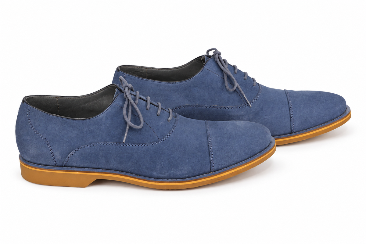 Oxford Cap Toe Summer Casual em Camurça - cor Azul Claro