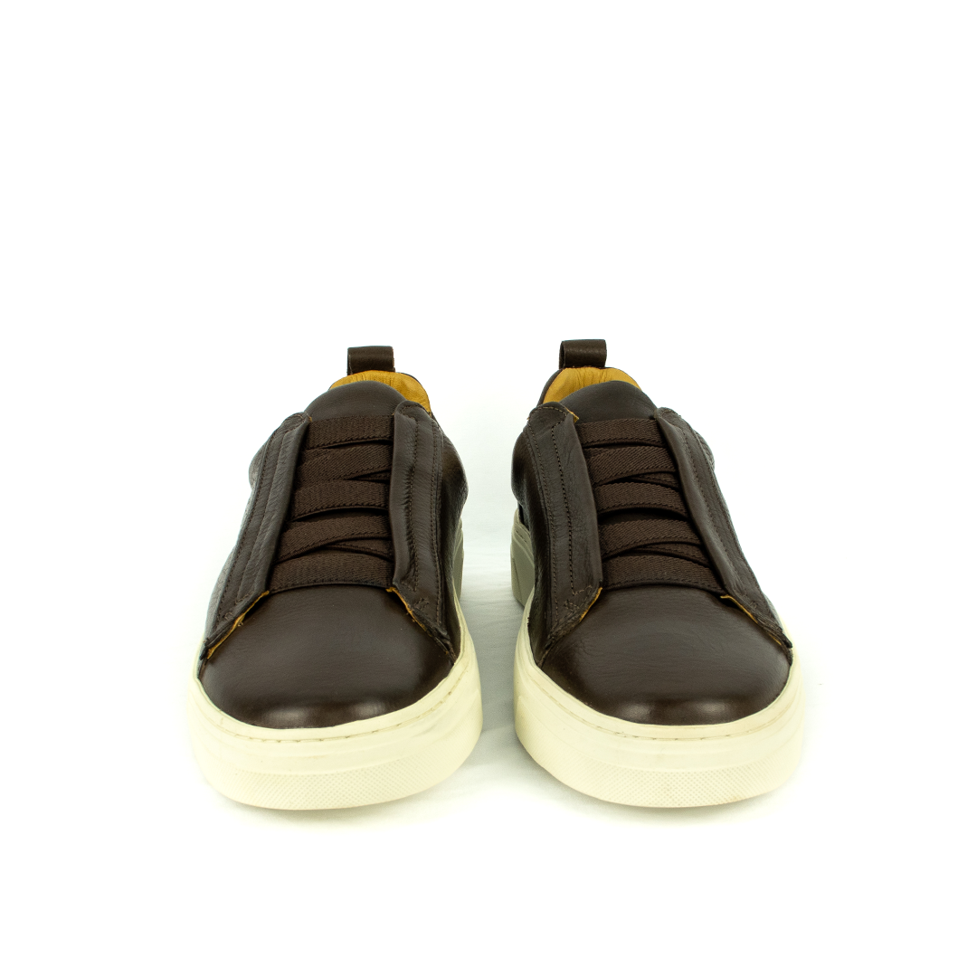 Sapatênis estilo italiano em couro Floater - cor Marrom Café