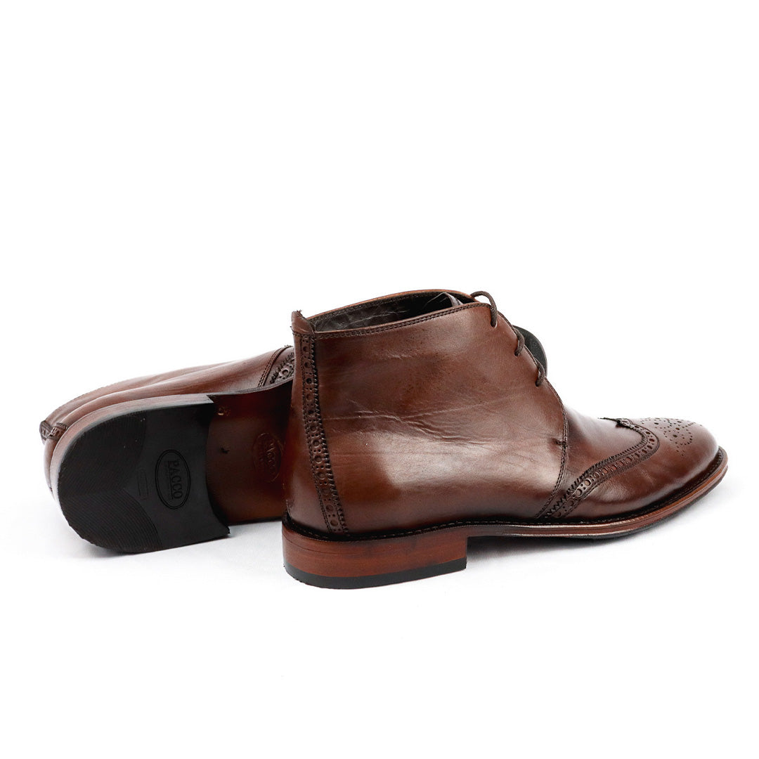 Bota Chukka Brogue Albert - cor artesanal Mogno