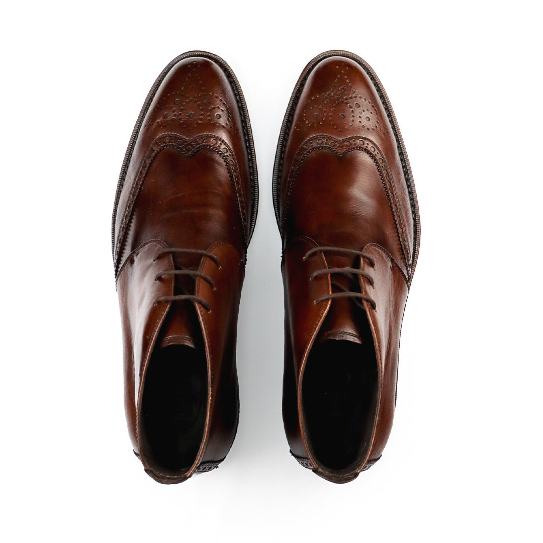 Bota Chukka Brogue Albert - cor artesanal Mogno