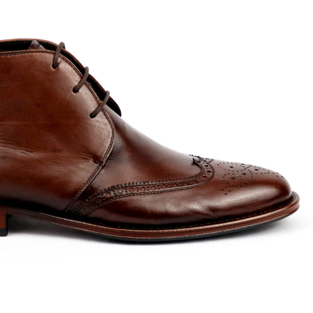 Bota Chukka Brogue Albert - cor artesanal Mogno