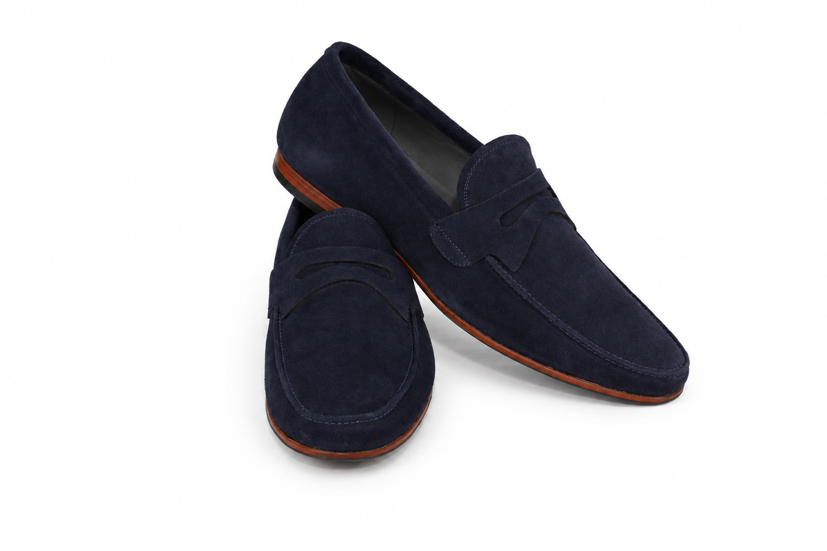 Mocassim Milão em camurça suede - cor Azul Índigo