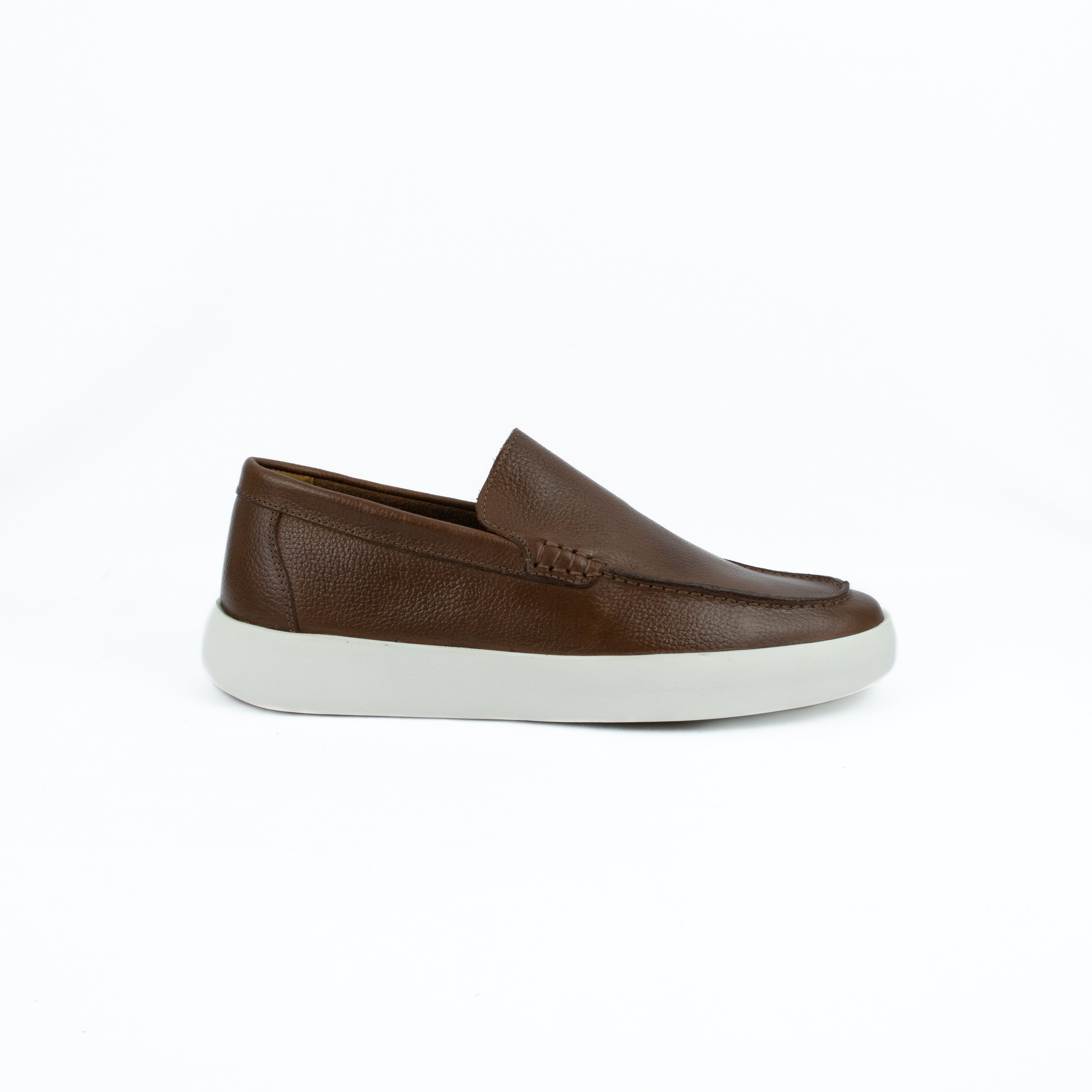 Novo Slip On Float couro Granulado - cor Pinhão