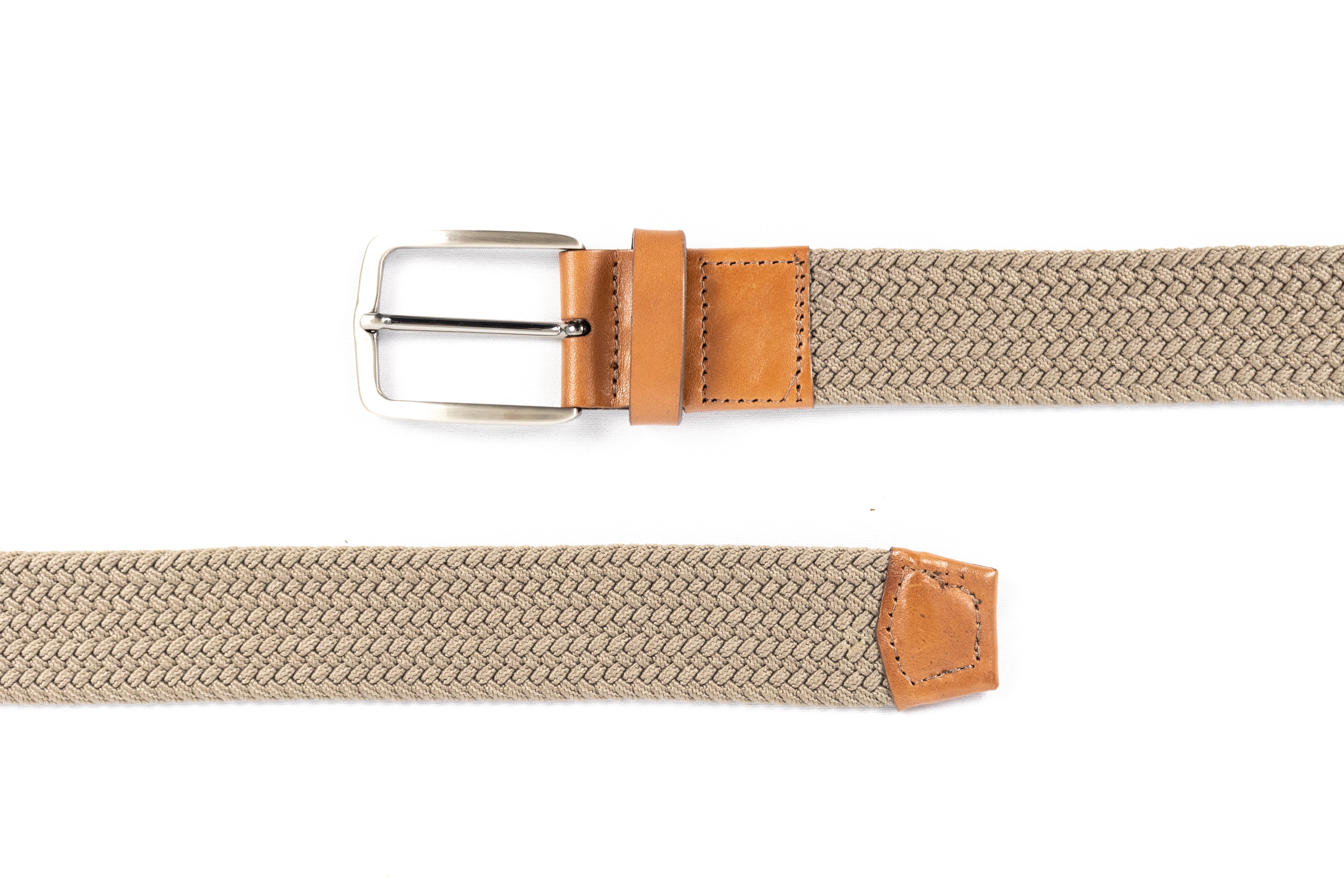 Turim Sports Belt - Braided with Italian Elastic, Khaki color