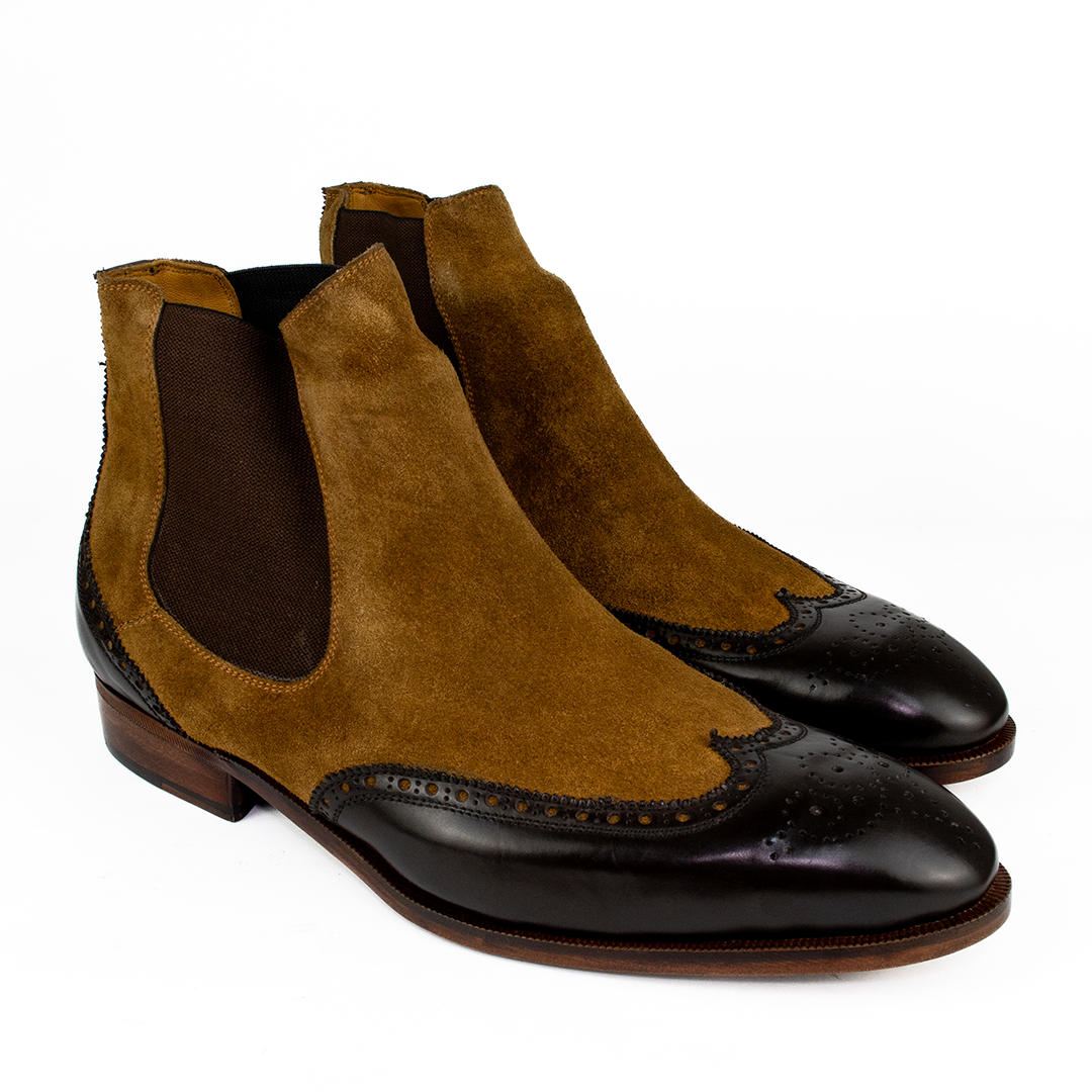 Luxuosa Bota Chelsea Brogue Wingtip John em 2 cores