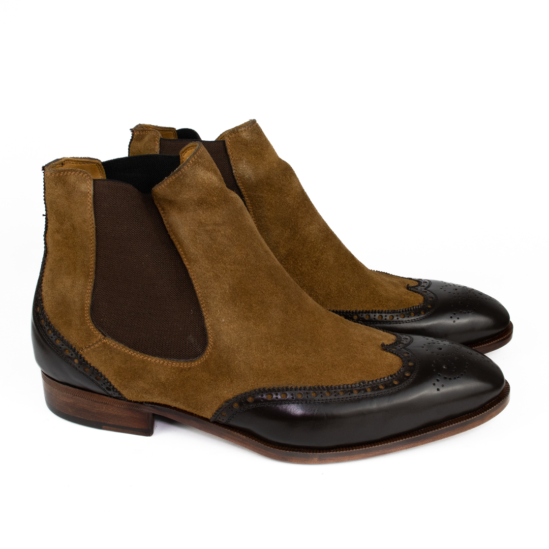 Luxuosa Bota Chelsea Brogue Wingtip John em 2 cores