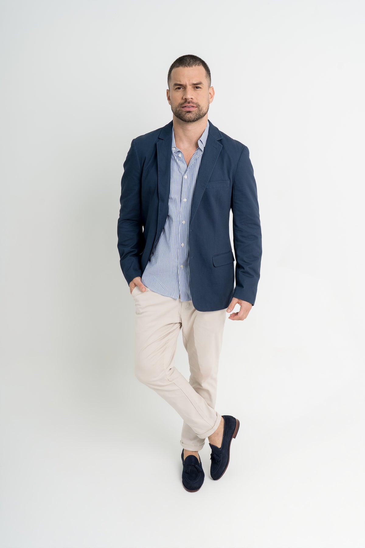 Tassel Loafer Windsor em camurça suede - cor Azul Índigo