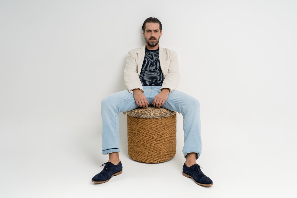 Oxford Cap Toe Casual Summer Camurça Suede - cor Azul Índigo