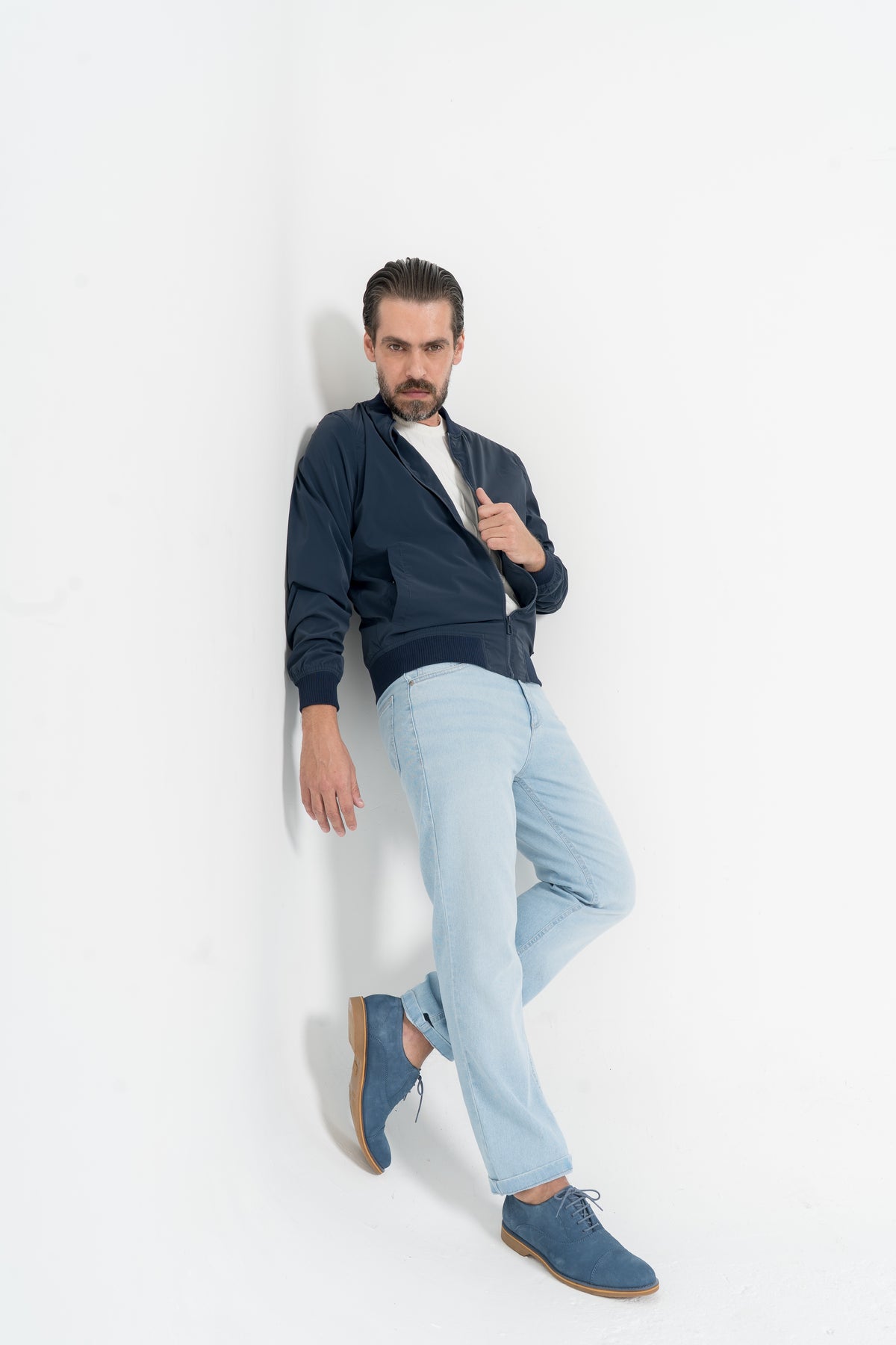 Oxford Cap Toe Summer Casual em Camurça - cor Azul Claro