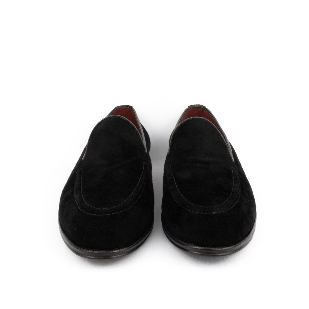 Sapato Slipper para Smoking Mattia em camurça cor preto