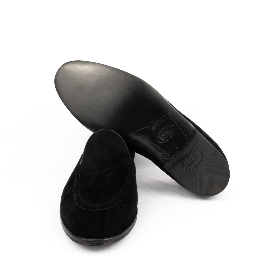 Sapato Slipper para Smoking Mattia em camurça cor preto