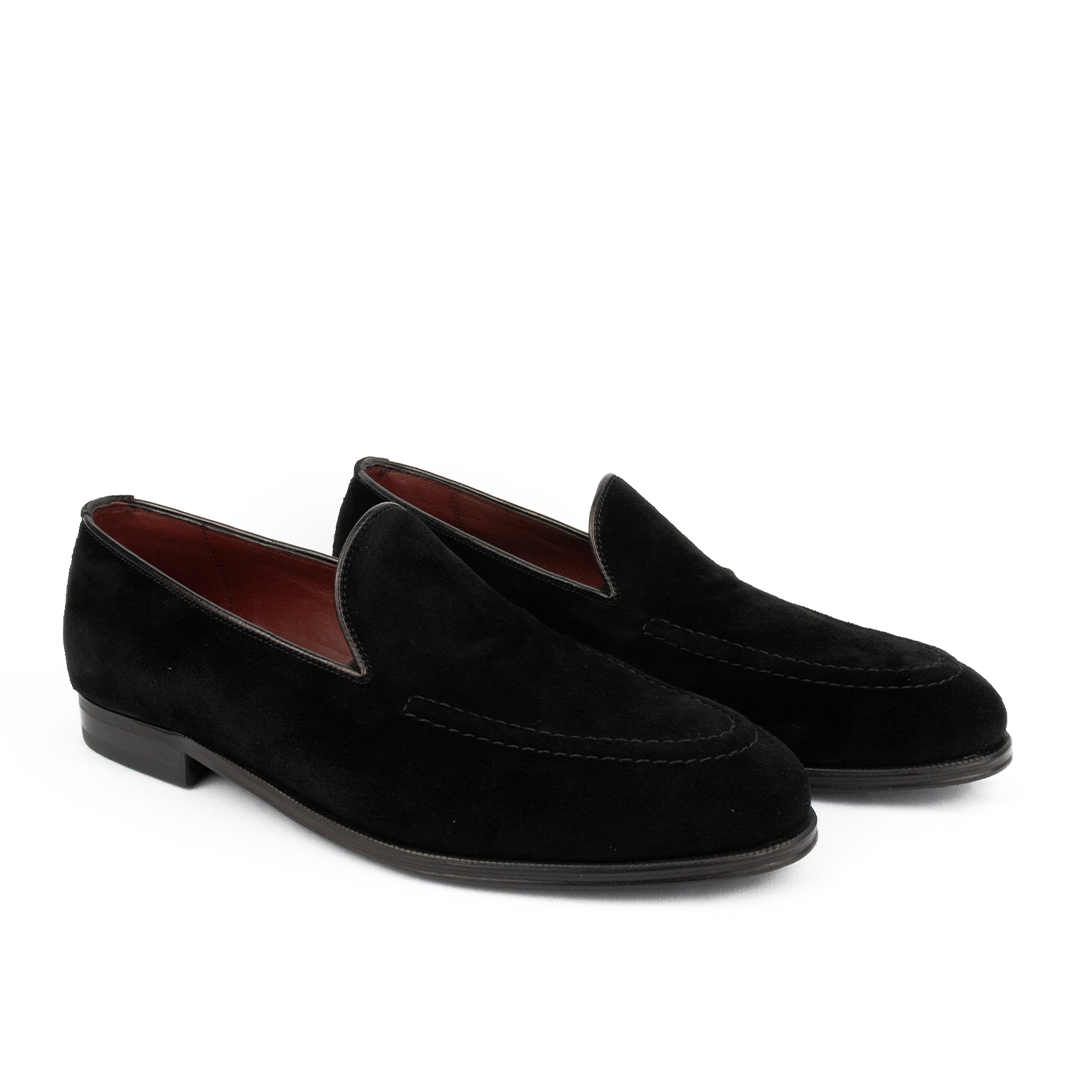 Sapato Slipper para Smoking Mattia em camurça cor preto