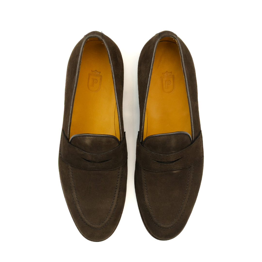 Clássico Loafer estilo Inglês Walker em Camurça - cor marrom café