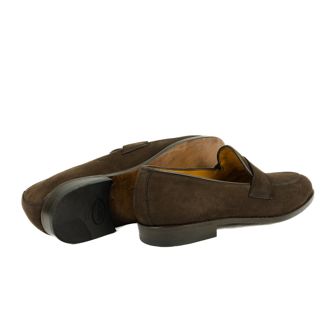 Clássico Loafer estilo Inglês Walker em Camurça - cor marrom café