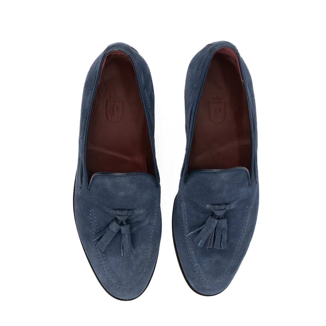 ÚLTIMO PAR TAMANHO 37 Tassel Loafer em camurça - cor azul