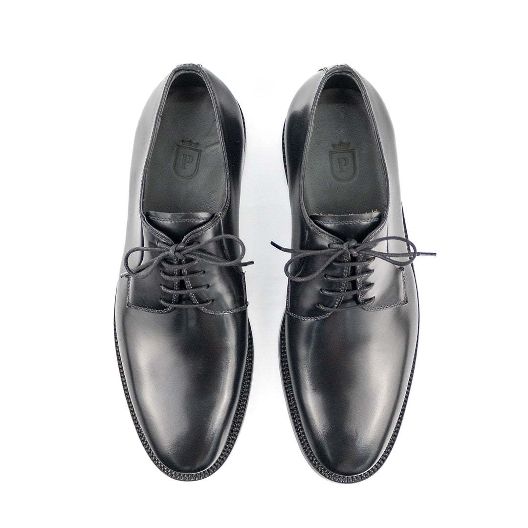 Derby Plain Toe Ernesto Solado Duplo e cor preto