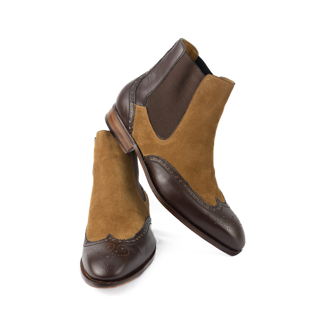 Luxuosa Bota Chelsea Brogue Wingtip John em 2 cores