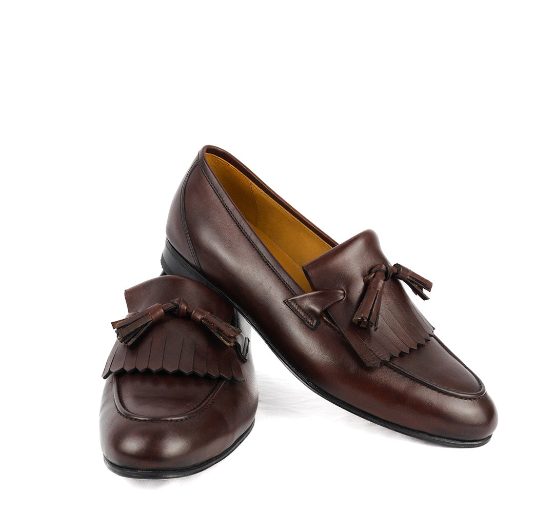Tassel Loafer Kiltie Benjamim cor artesanal vinho