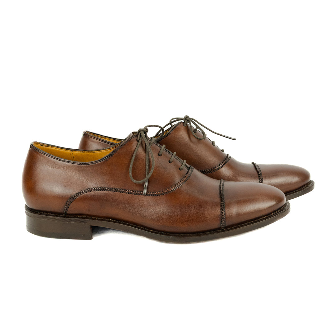 Oxford Cap Toe Parker Solado Duplo cor artesanal chocolate