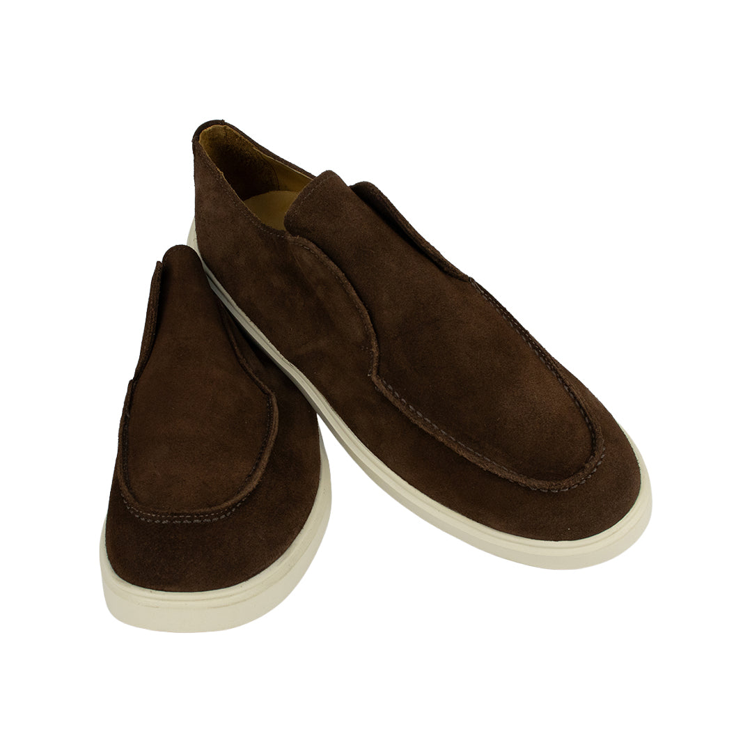 Derby Casual sem cadarços Rhavan em camurça - cor marrom brownie