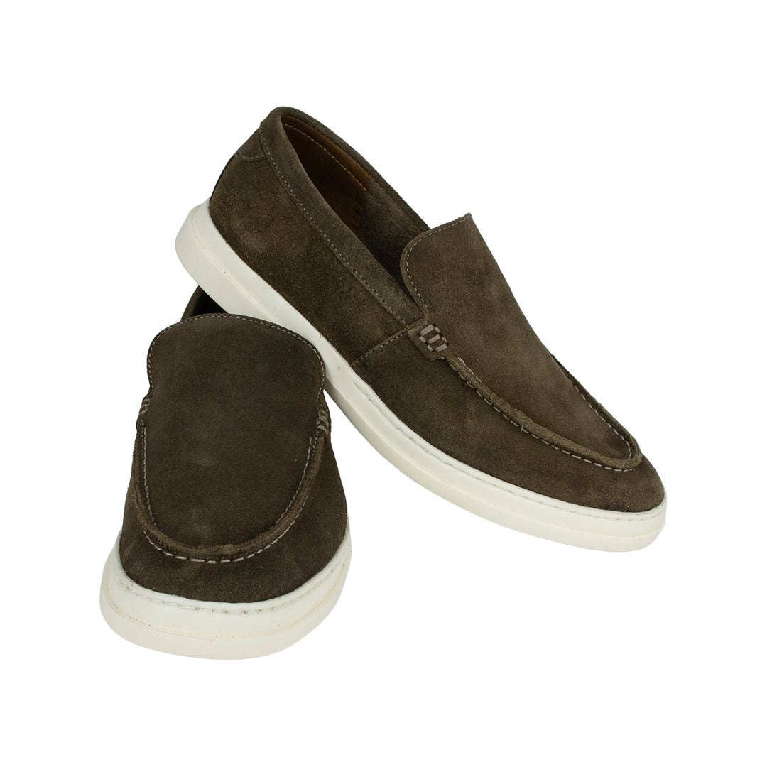 Sapato Slip on Hiper Confortável em camurça - cor ocre