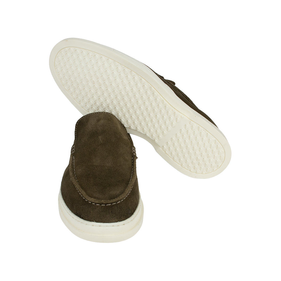 Sapato Slip on Hiper Confortável em camurça - cor ocre