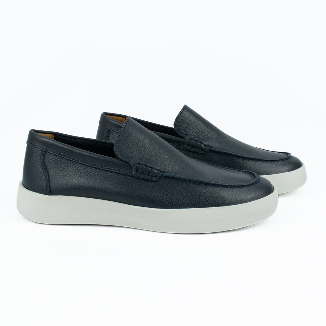 Novo Slip On Float couro Granulado - cor Azul Marinho