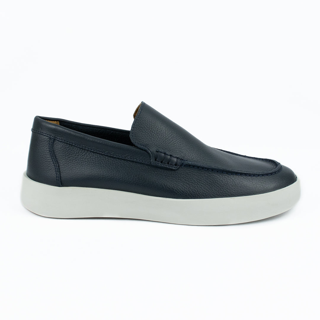 Novo Slip On Float couro Granulado - cor Azul Marinho