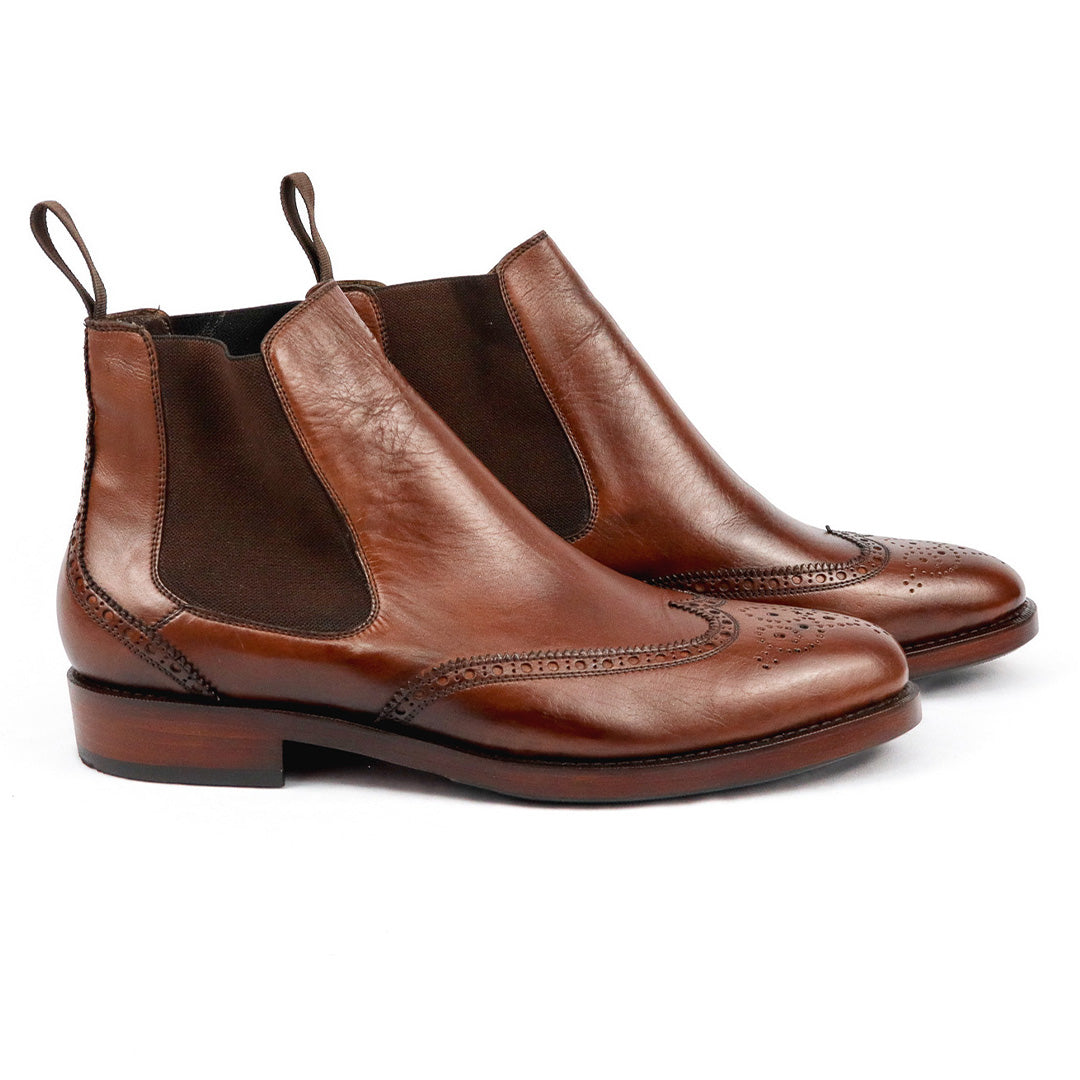 Botina Chelsea Brogue Wingtip John solado duplo