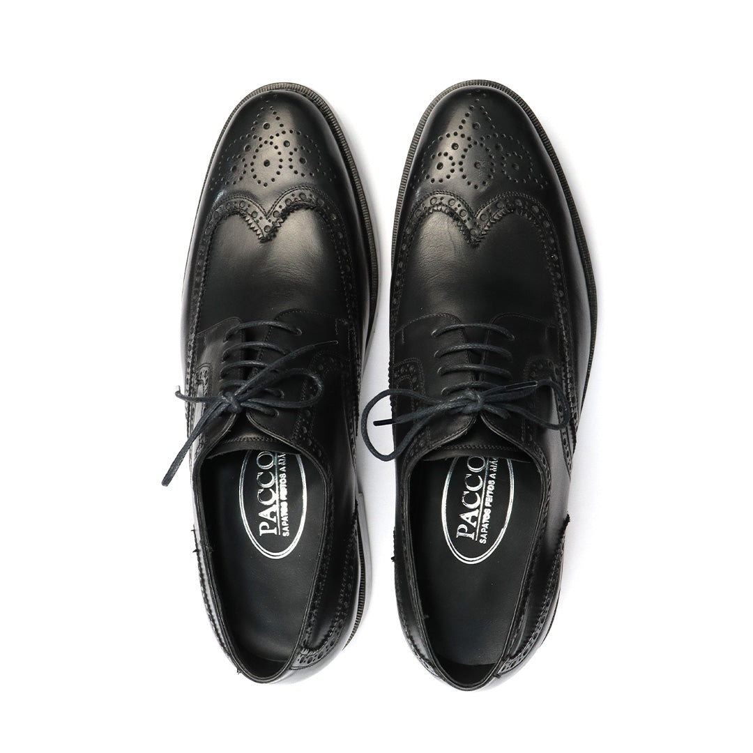 Derby Brogue Solado Duplo - Wellington Cromo Alemão cor Preto