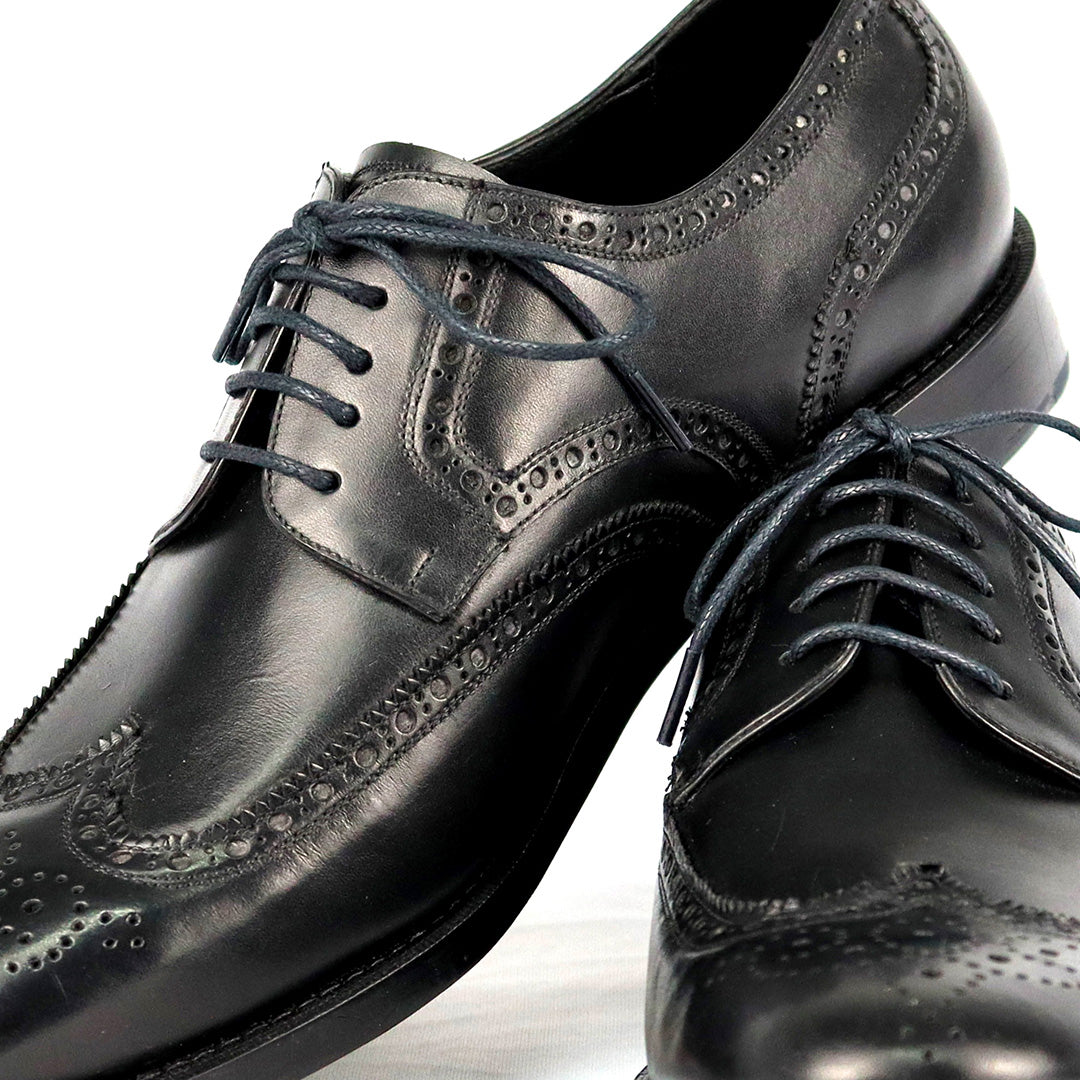 Derby Brogue Solado Duplo - Wellington Cromo Alemão cor Preto