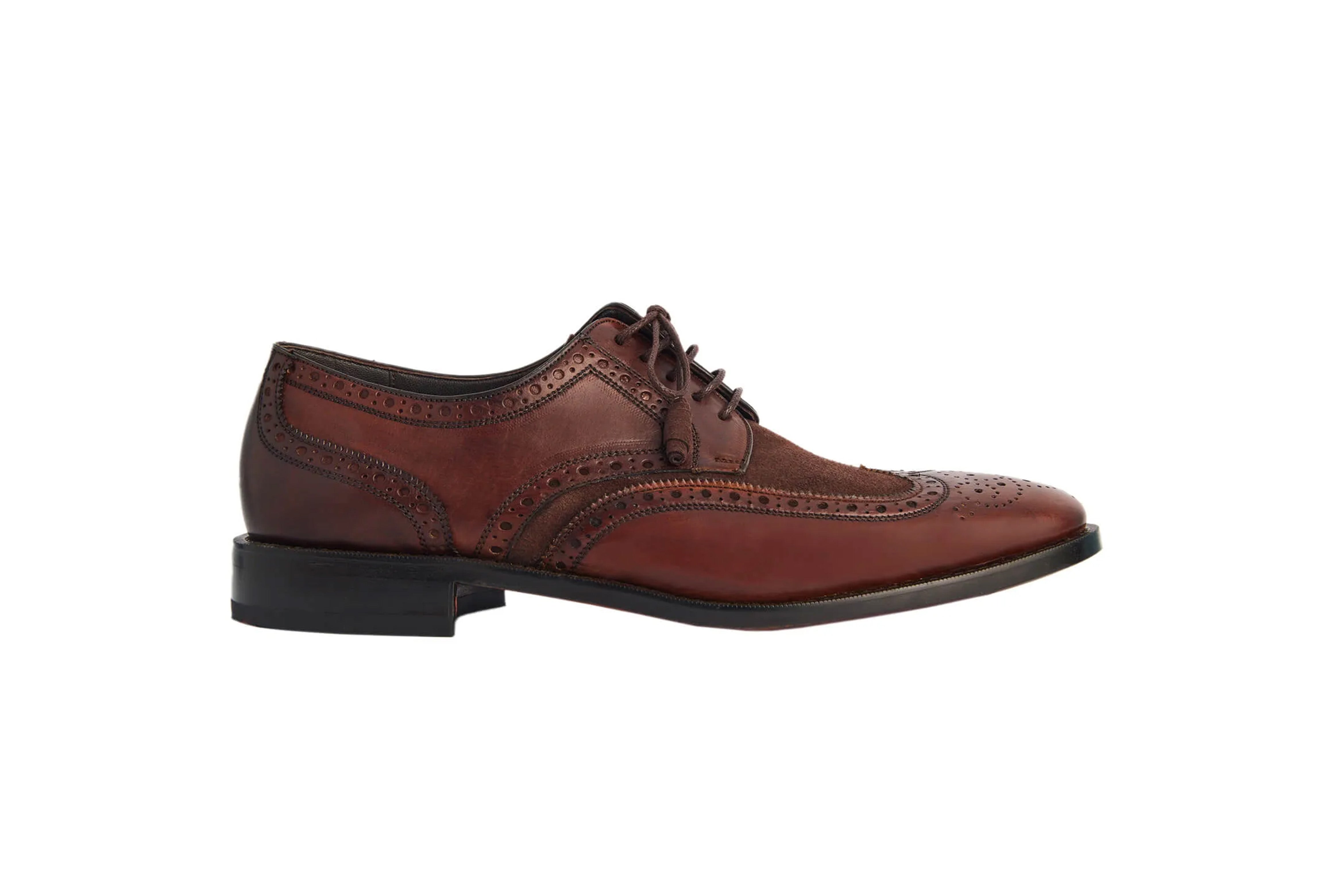 Derby Brogue Bicolor - Wellington cores Mogno com Marrom Café